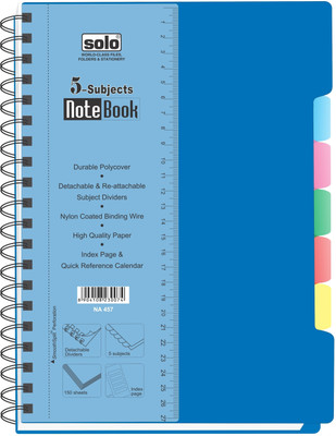 Buy Solo Management 5 Subjects A4 Notebook Spiral Binding: Diary Notebook